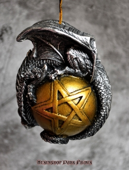 Hexenshop Dark Phönix Drachenkugel mit Pentagramm zum Aufhängen